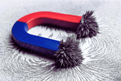 Magnet with iron filings magnet with iron filings